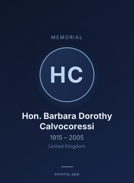 Memorial portrait of Hon. Barbara Dorothy Calvocoressi