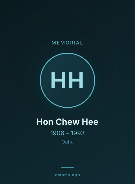 Memorial portrait of Hon Chew Hee
