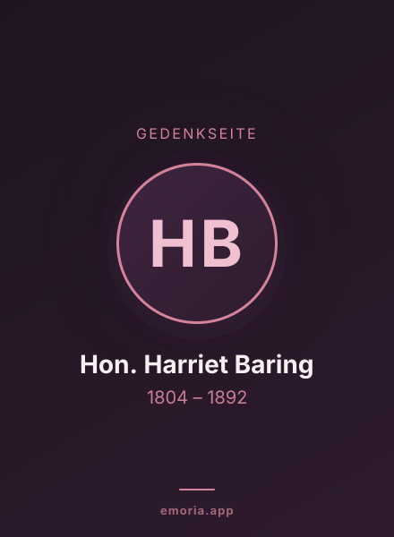 Gedenkportrait von Hon. Harriet Baring