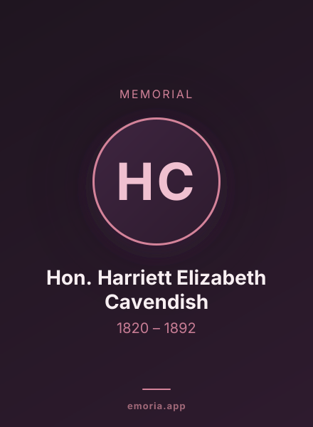 Memorial portrait of Hon. Harriett Elizabeth Cavendish