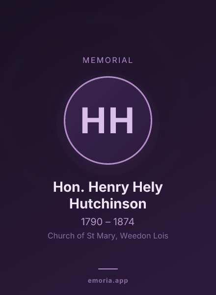Memorial portrait of Hon. Henry Hely Hutchinson