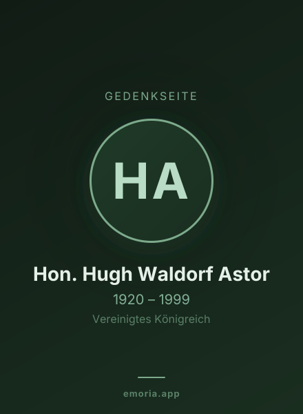 Gedenkportrait von Hon. Hugh Waldorf Astor