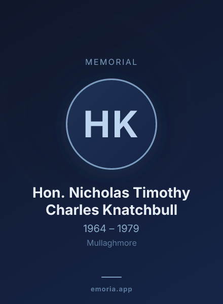 Memorial portrait of Hon. Nicholas Timothy Charles Knatchbull