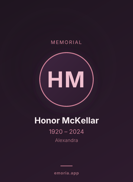 Memorial portrait of Honor McKellar