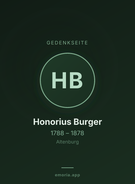 Gedenkportrait von Honorius Burger
