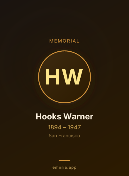 Memorial portrait of Hooks Warner