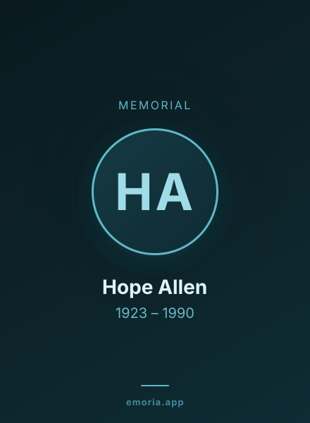 Memorial portrait of Hope Allen