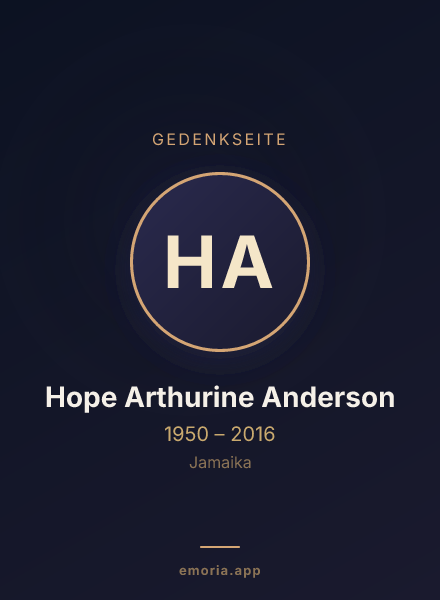Gedenkportrait von Hope Arthurine Anderson