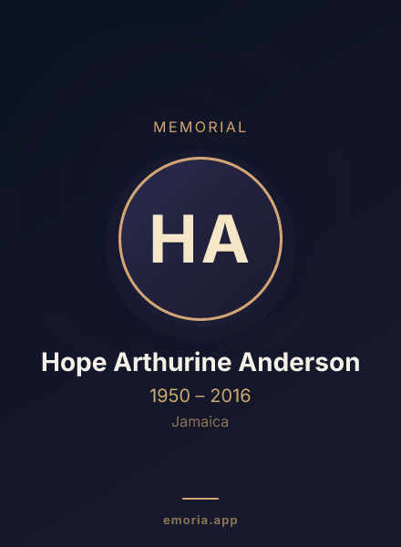 Memorial portrait of Hope Arthurine Anderson