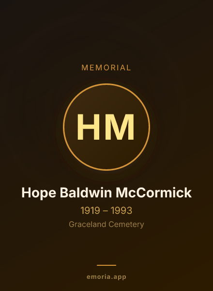 Memorial portrait of Hope Baldwin McCormick