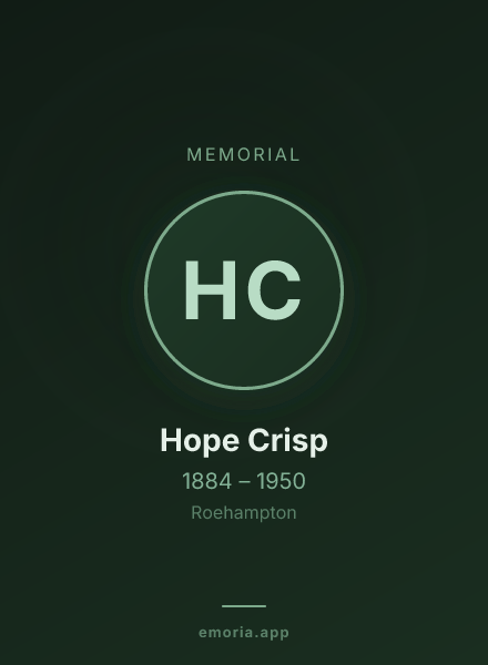 Memorial portrait of Hope Crisp