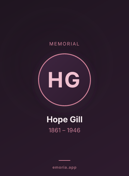 Memorial portrait of Hope Gill