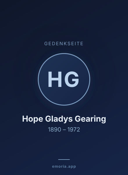 Gedenkportrait von Hope Gladys Gearing