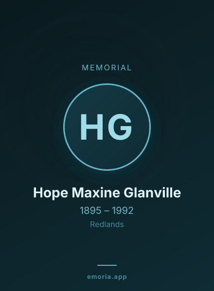 Memorial portrait of Hope Maxine Glanville