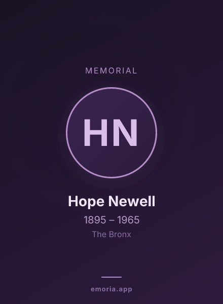 Memorial portrait of Hope Newell