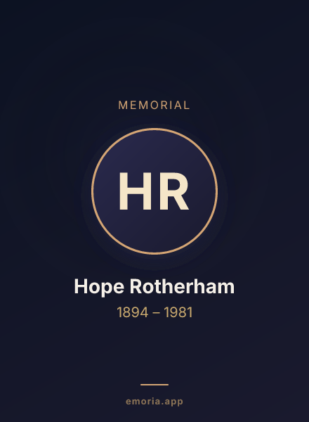 Memorial portrait of Hope Rotherham