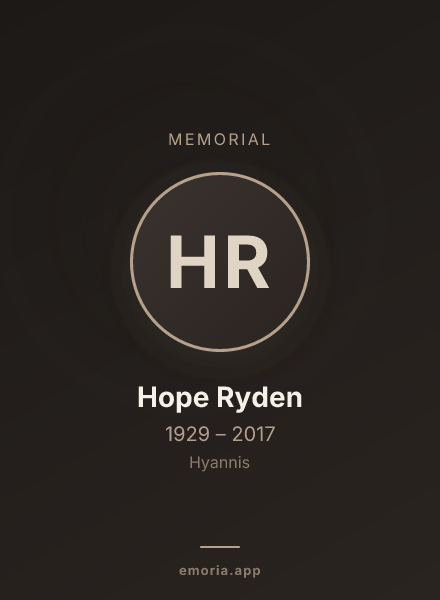 Memorial portrait of Hope Ryden