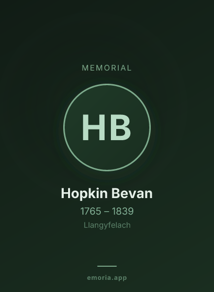 Memorial portrait of Hopkin Bevan