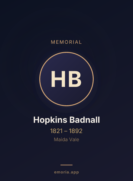 Memorial portrait of Hopkins Badnall