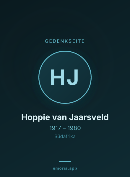 Gedenkportrait von Hoppie van Jaarsveld
