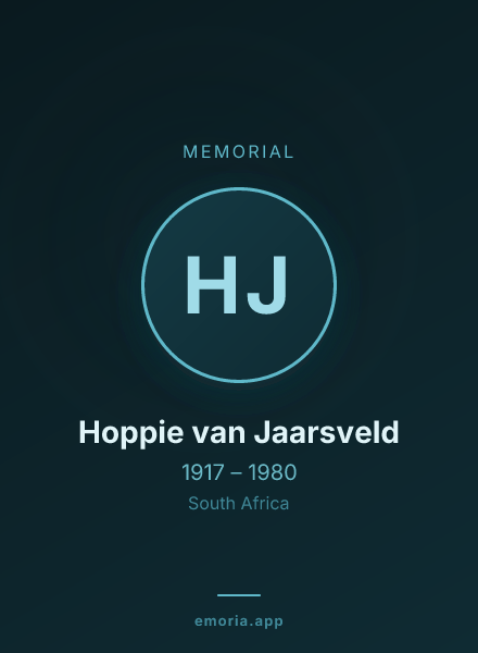 Memorial portrait of Hoppie van Jaarsveld