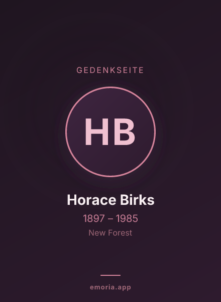 Gedenkportrait von Horace Birks