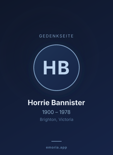 Gedenkportrait von Horrie Bannister