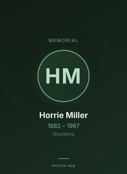Memorial portrait of Horrie Miller