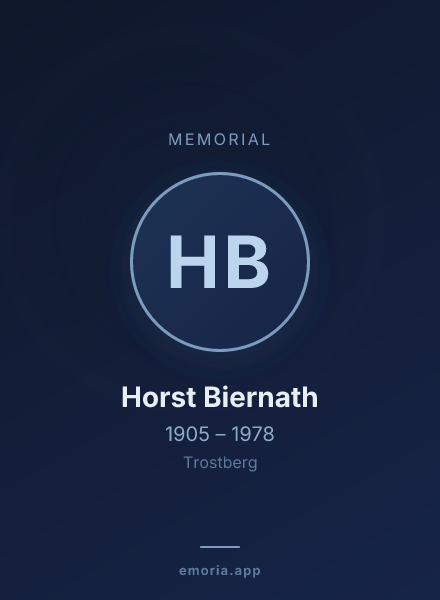 Memorial portrait of Horst Biernath