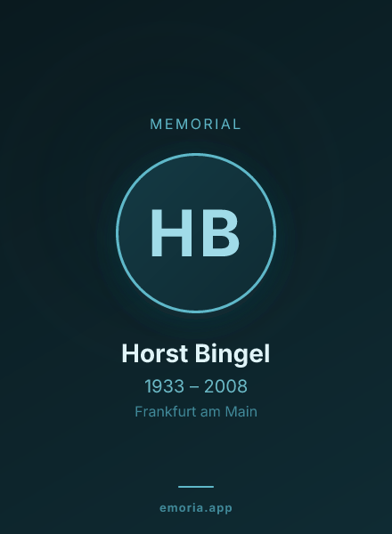 Memorial portrait of Horst Bingel