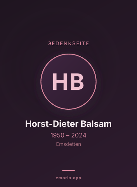 Gedenkportrait von Horst-Dieter Balsam