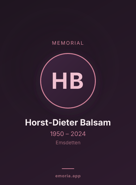 Memorial portrait of Horst-Dieter Balsam