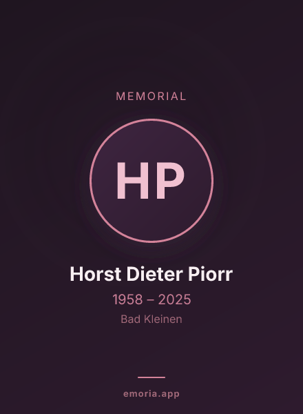 Memorial portrait of Horst Dieter Piorr