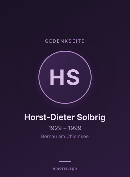 Gedenkportrait von Horst-Dieter Solbrig