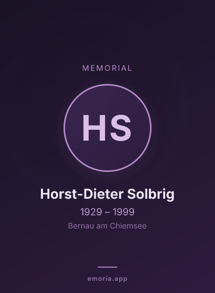 Memorial portrait of Horst-Dieter Solbrig
