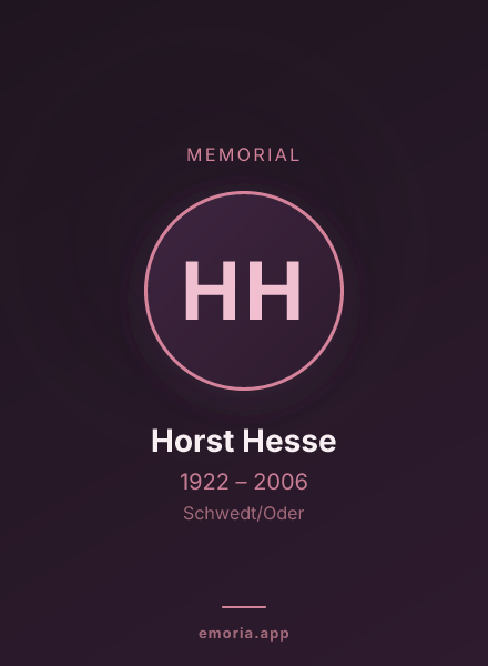 Memorial portrait of Horst Hesse