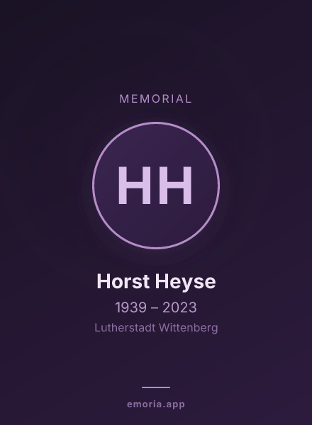 Memorial portrait of Horst Heyse