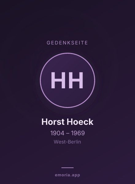 Gedenkportrait von Horst Hoeck