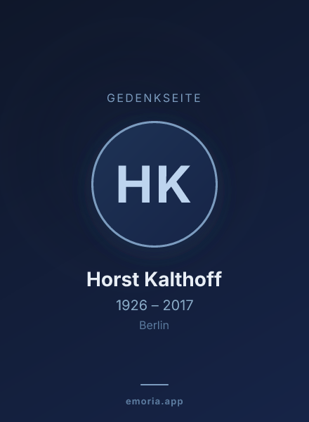 Gedenkportrait von Horst Kalthoff