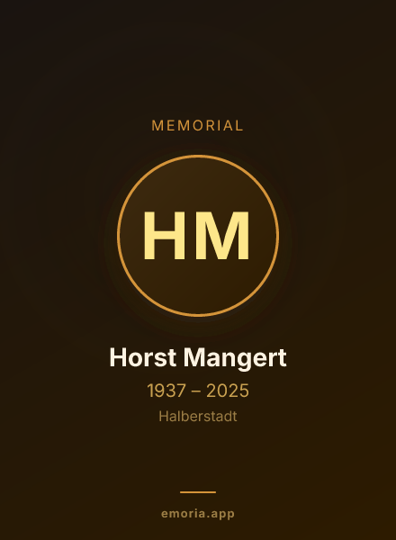 Memorial portrait of Horst Mangert