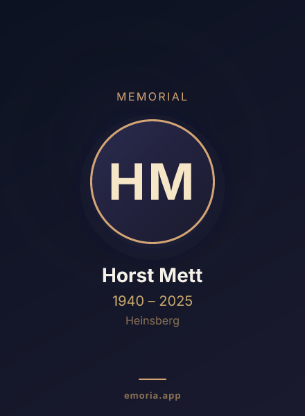 Memorial portrait of Horst Mett
