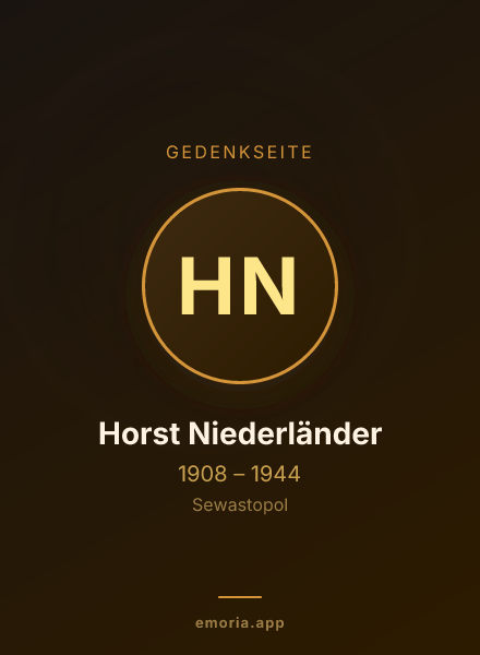 Gedenkportrait von Horst Niederländer