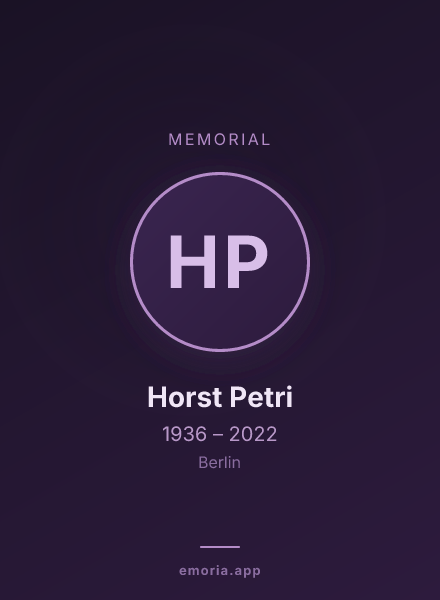 Memorial portrait of Horst Petri