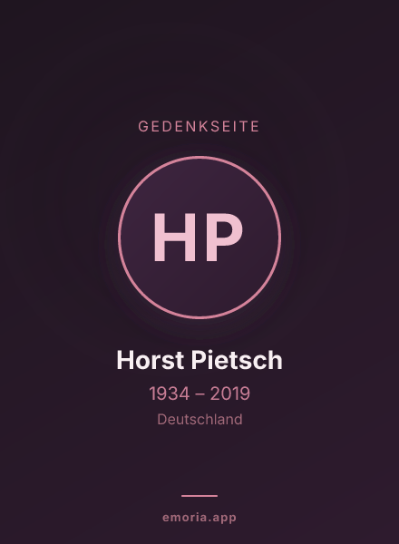 Gedenkportrait von Horst Pietsch