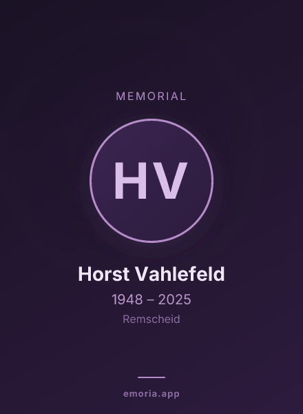 Memorial portrait of Horst Vahlefeld