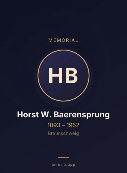 Memorial portrait of Horst W. Baerensprung