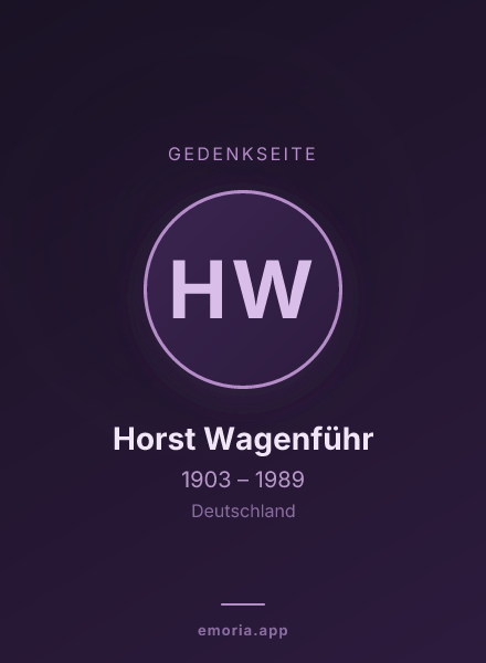 Gedenkportrait von Horst Wagenführ