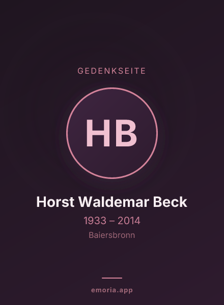 Gedenkportrait von Horst Waldemar Beck