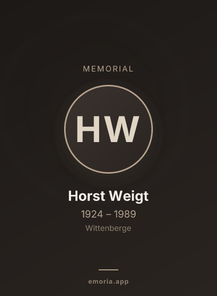 Memorial portrait of Horst Weigt