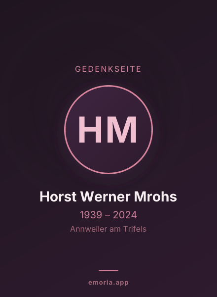 Gedenkportrait von Horst Werner Mrohs